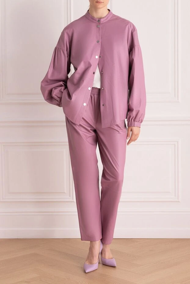 Fleur de Paris woman suit trouser leather pink for woman купить с ценами и фото 171696 - photo 2