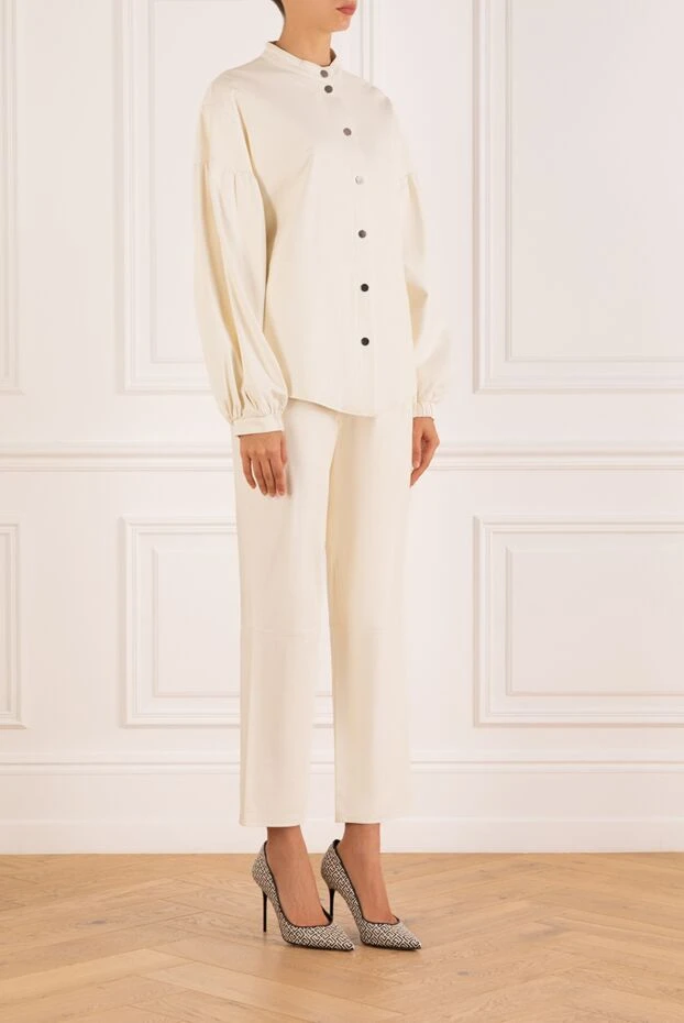 Fleur de Paris брючный костюм кожаный белый женский 171698 - фото 3