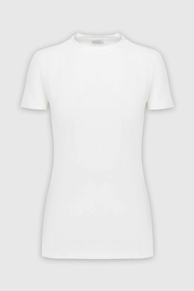 Тегіс құрылымы бар әйелдерге арналған ақ негізгі футболка - фото 1