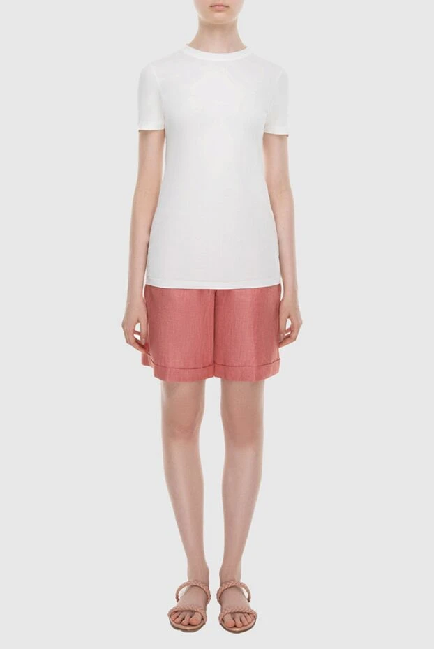 Brunello Cucinelli тегіс құрылымы бар әйелдерге арналған ақ негізгі футболка 171704 - фото 2