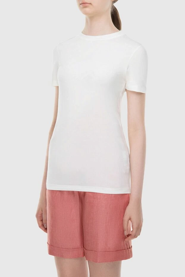 Brunello Cucinelli women's white basic t-shirt with a smooth texture 171704 - photo 3