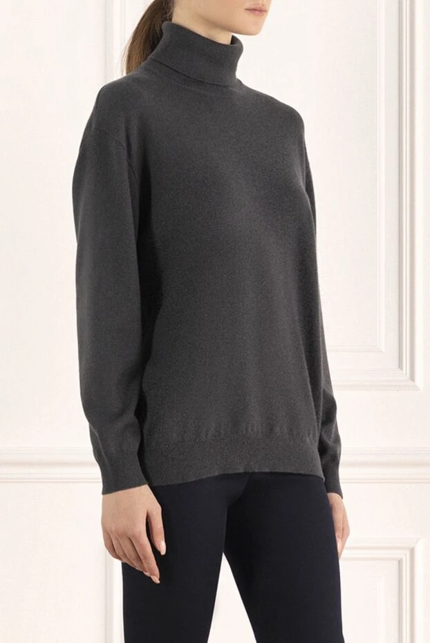 Brunello Cucinelli кашемировый гольф черного цвета с гладкой текстурой 171709 - фото 3