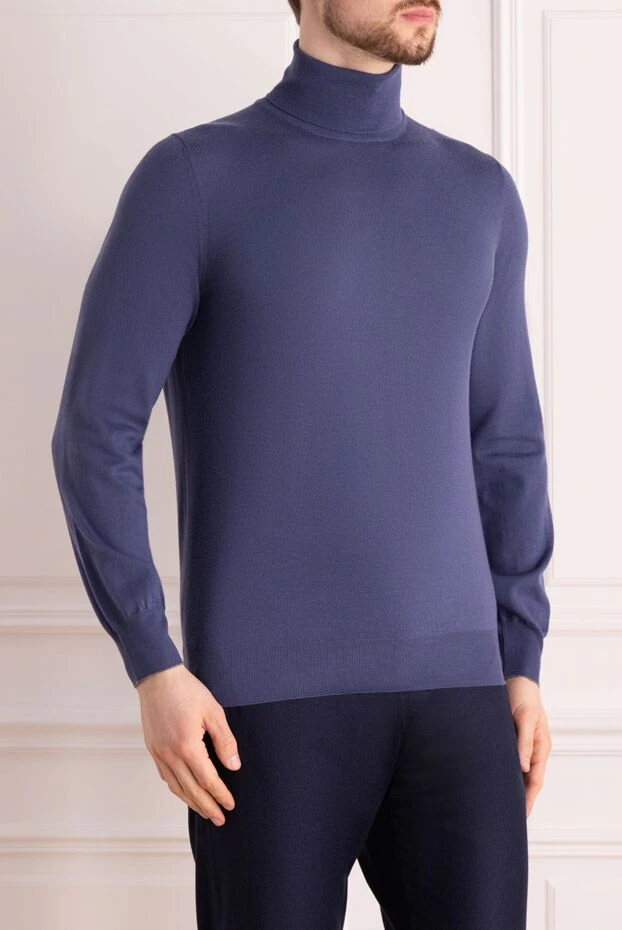 Brunello Cucinelli гольф мужской из шерсти и кашемира синий 171711 - фото 3