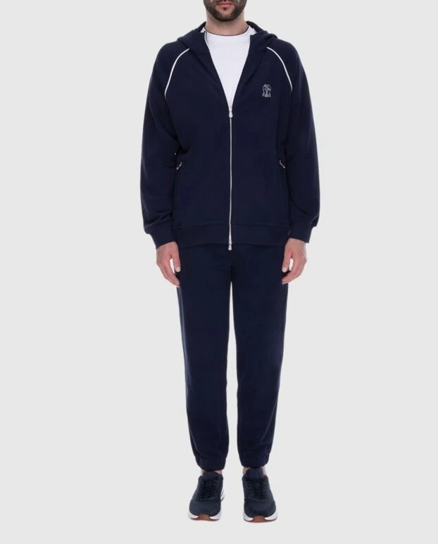 Brunello Cucinelli мужской спортивный костюм с контрастной отделкой и логотипом на груди
 171713 - фото 2