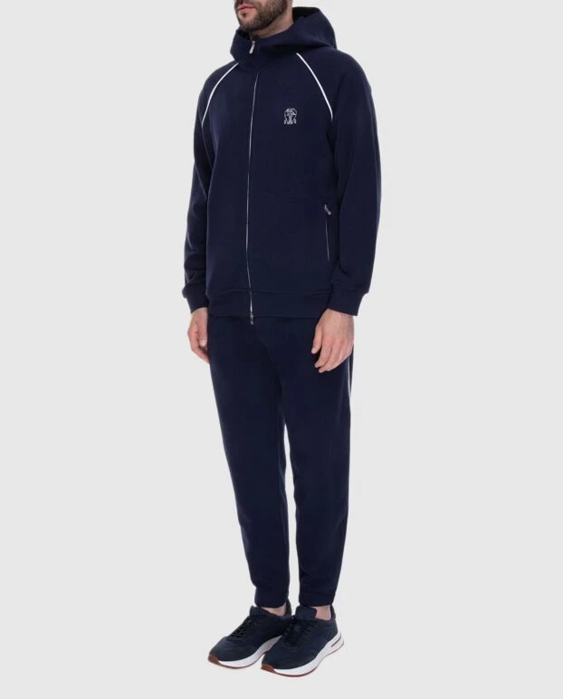 Brunello Cucinelli мужской спортивный костюм с контрастной отделкой и логотипом на груди
 171713 - фото 3