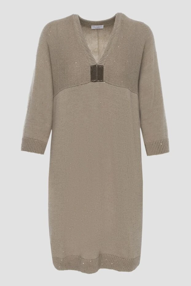 Beige cashmere and silk dress for women - photo 1