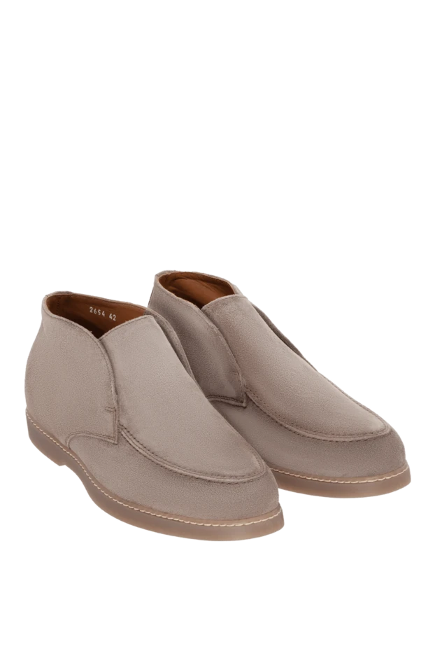 Doucal`s лоферы высокие из нубука бежевые на тонкой подошве мужские 171753 - фото 3