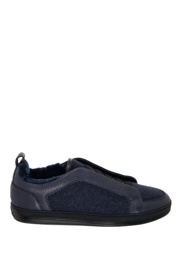 Doucal`s man wool and fur sneakers blue for men купить с ценами и фото 171761 - photo 1