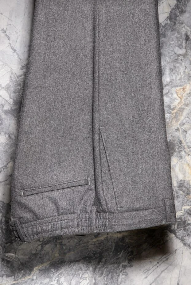 Мужские серые брюки с завязками на талии из шерсти - фото 2