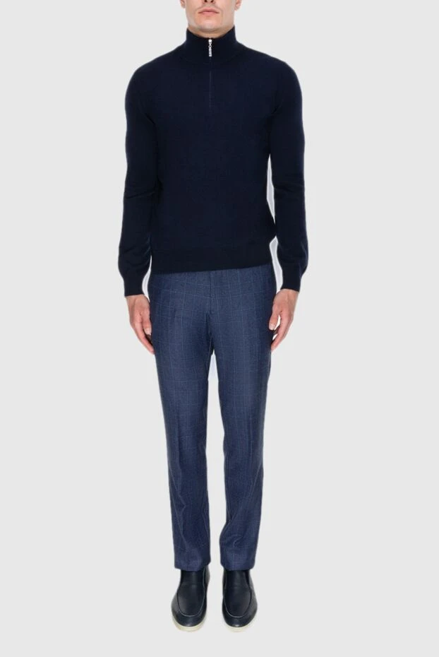 Cesare di Napoli man blue wool trousers for men купить с ценами и фото 171813 - photo 2