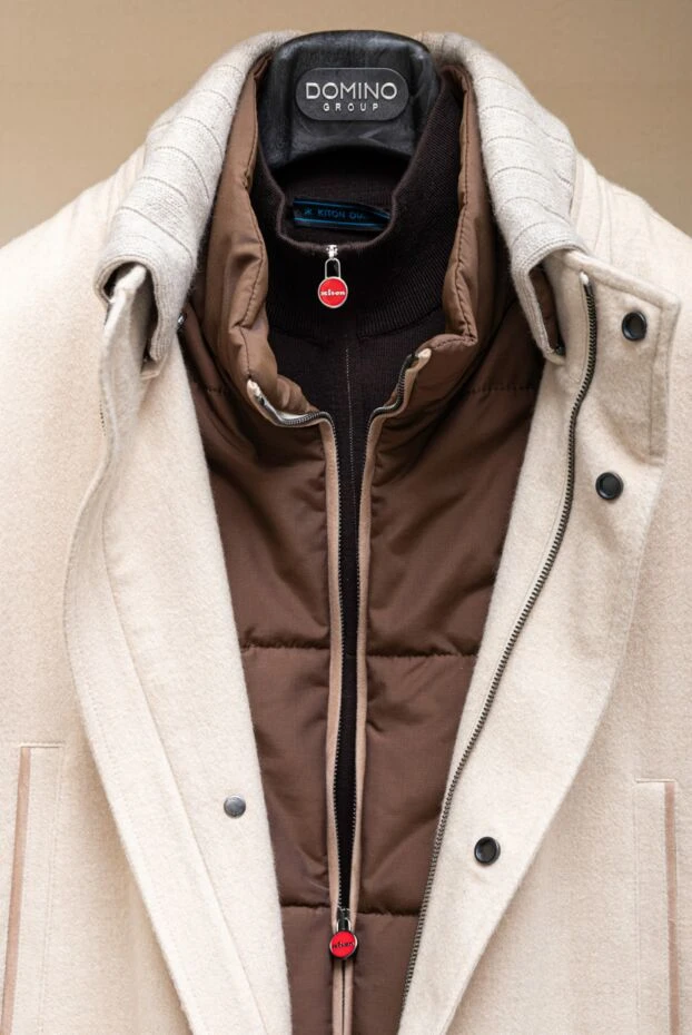 Kiton тройер из натуральной шерсти тёмно-коричневого цвета с молнией и воротником 171834 - фото 3