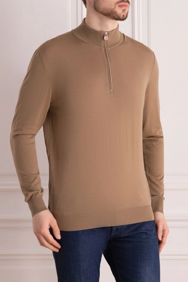 Kiton тройер из шерсти бежевого цвета с воротником на молнии и однотонной текстурой 171837 - фото 3