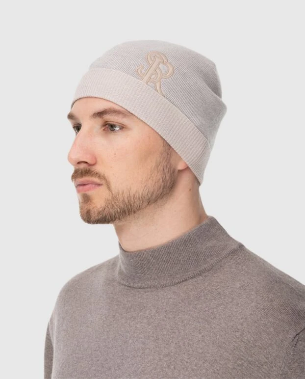 Stefano Ricci монограммасы бар ашық бежевый кашемир және жібек қалпақ 171852 - фото 2