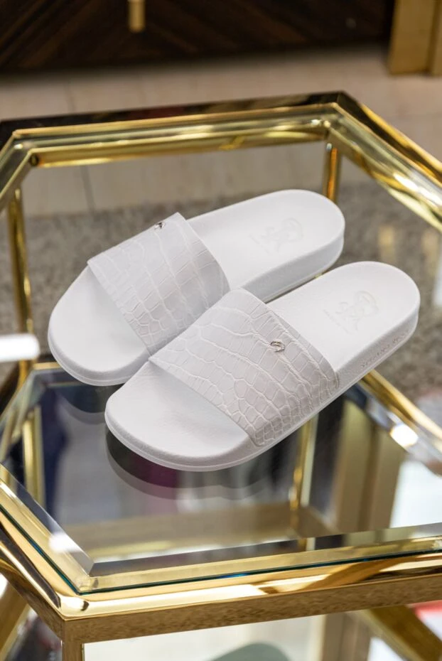 Crocodile leather flip flops white for men - photo 2