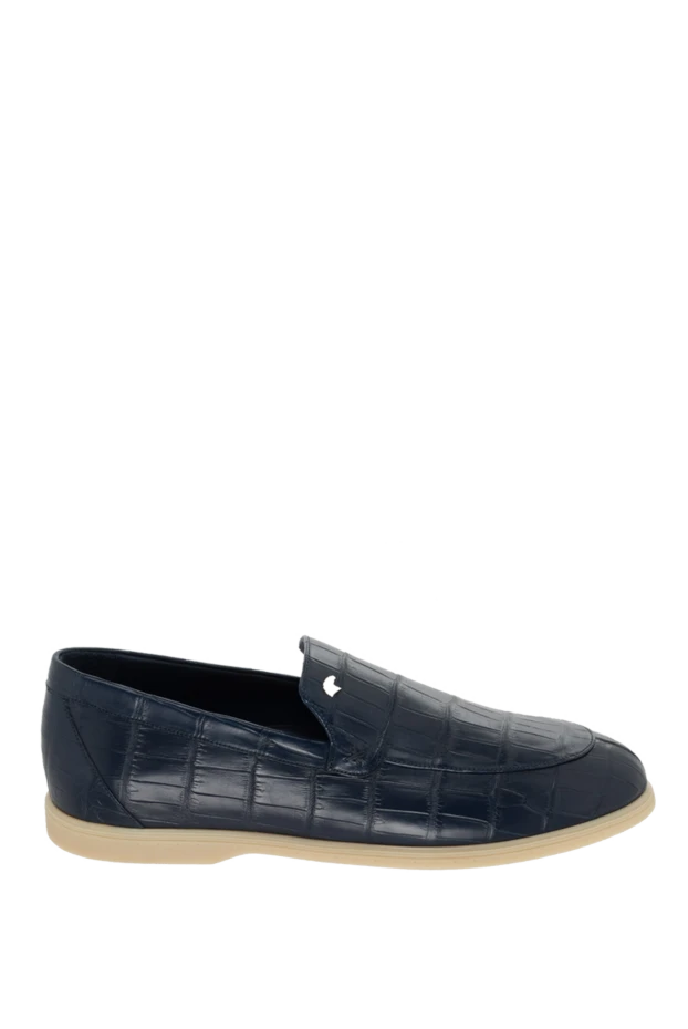 Stefano Ricci лоферы из кожи крокодила синие мужские 171857 - фото 1