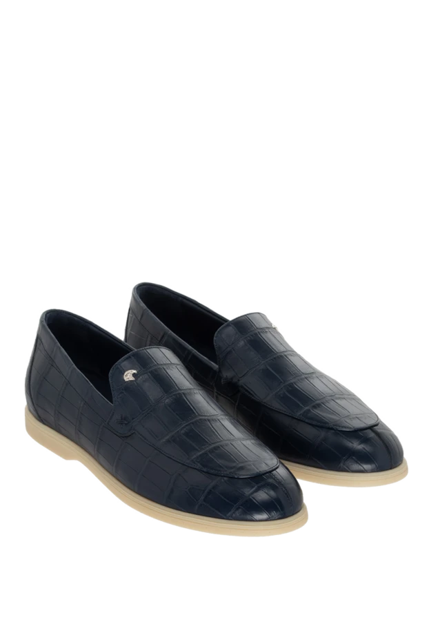 Stefano Ricci лоферы из кожи крокодила синие мужские 171857 - фото 3