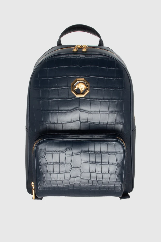 Рюкзак из кожи крокодила синий мужской - фото 1