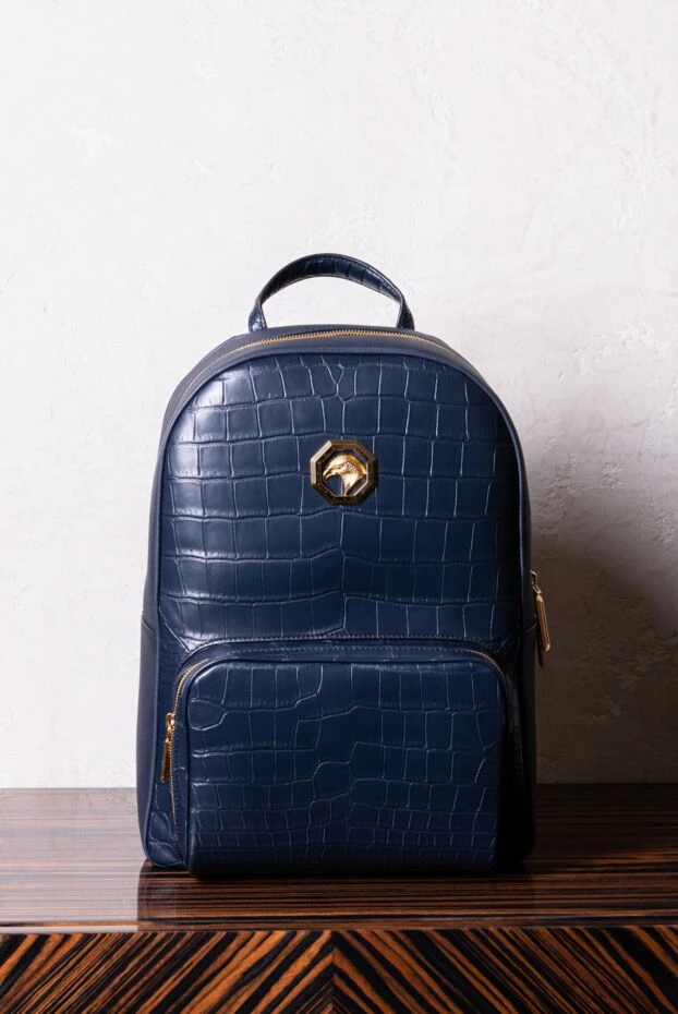 Рюкзак из кожи крокодила синий мужской - фото 2