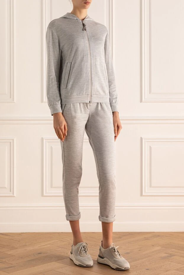 Brunello Cucinelli хлопково-шелковый костюм светлого тона с эластичной отделкой
 171894 - фото 3