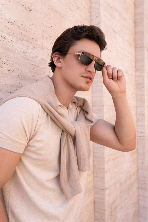 Men's cashmere jumper light beige basic thin - photo 2