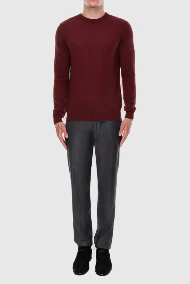 Cesare di Napoli man cashmere jumper burgundy for men купить с ценами и фото 171912 - photo 2