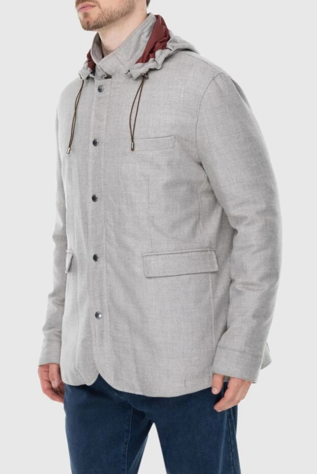 Barba Napoli куртка демисезонная из кашемира серая мужская 171914 - фото 3