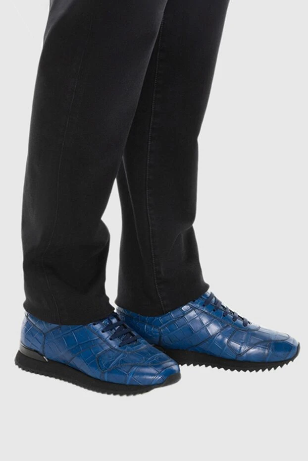 Cesare di Napoli man blue alligator sneakers for men купить с ценами и фото 171939 - photo 2