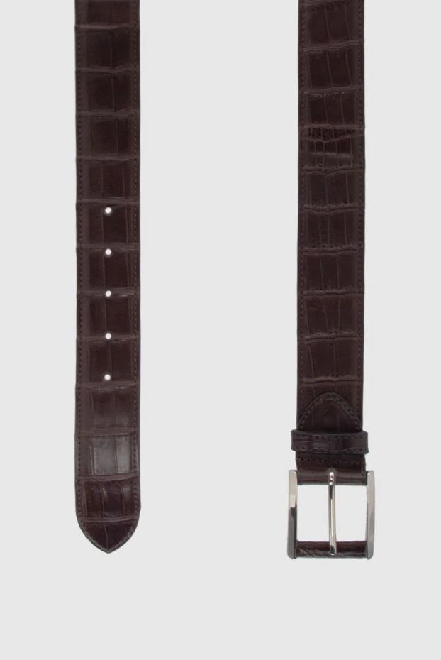 Cesare di Napoli рельефті қоңыр крокодил терісінен жасалған белдік ерлерге арналған 171942 - фото 3