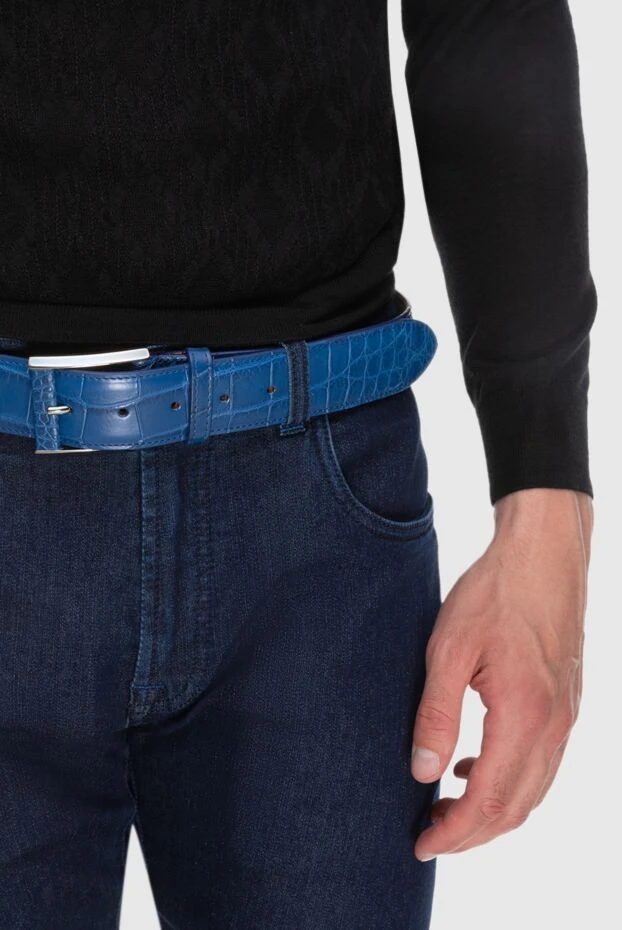 Cesare di Napoli man crocodile leather belt blue for men купить с ценами и фото 171943 - photo 2