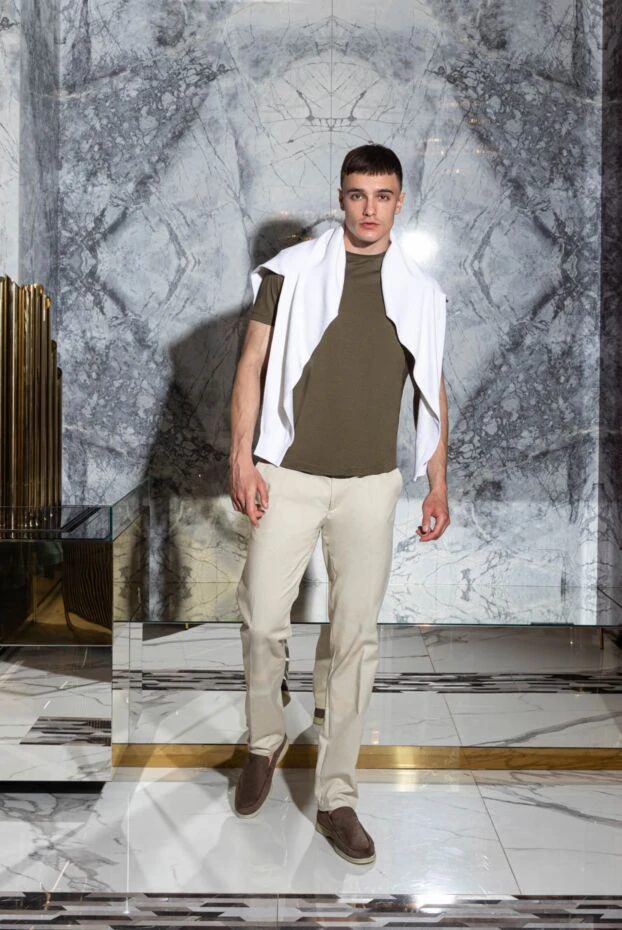 Cesare di Napoli футболка прямого силуэта в приглушённом оливковом тоне из мягкого трикотажа
 171946 - фото 2