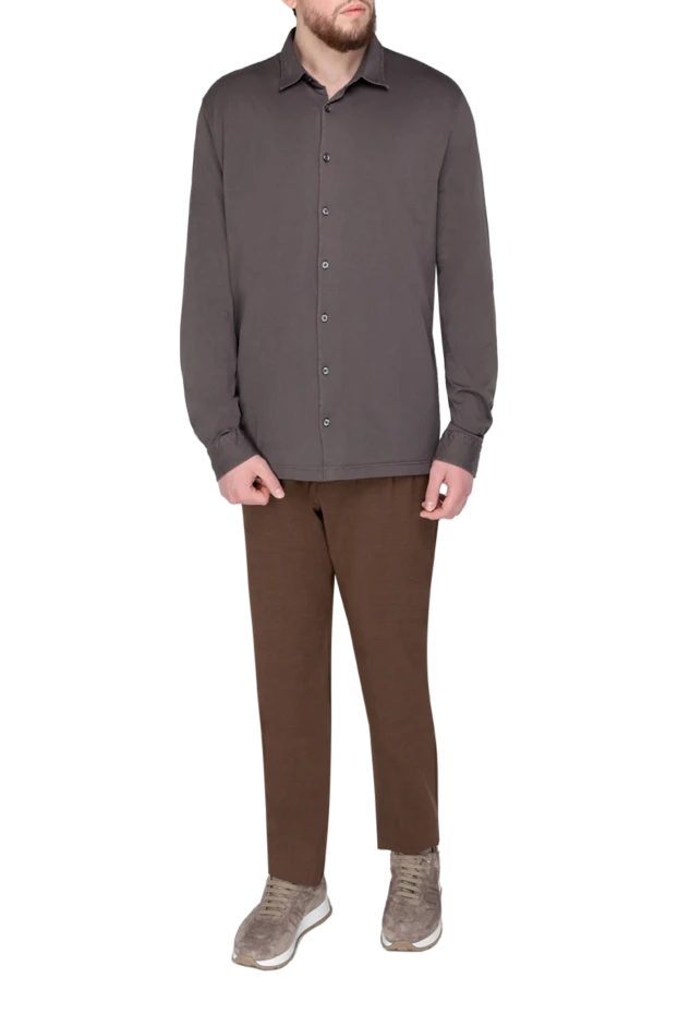 Gran Sasso man men's brown cotton shirt купить с ценами и фото 172022 - photo 2