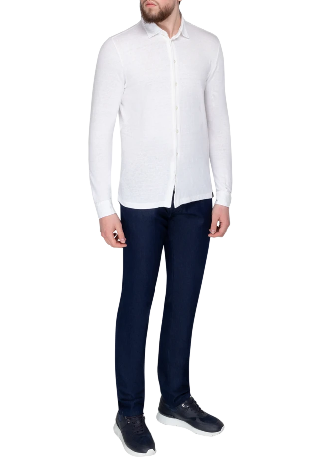 Gran Sasso man white linen and elastane shirt for men купить с ценами и фото 172025 - photo 2