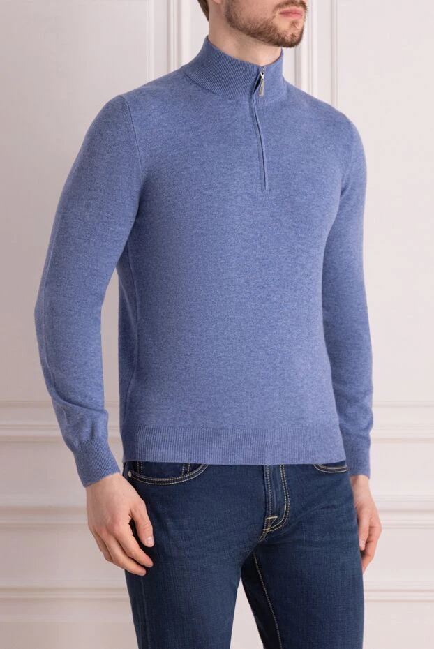 Gran Sasso мужской тройер из шерсти с кашемиром и вискозой на молнии с воротником синего цвета

 172033 - фото 3