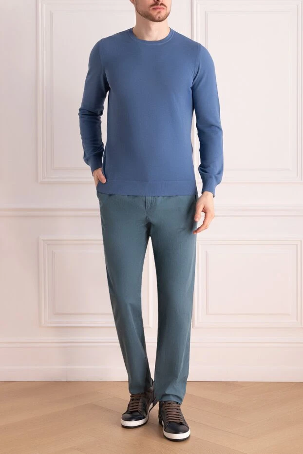 Gran Sasso man blue cotton jumper for men купить с ценами и фото 172045 - photo 2