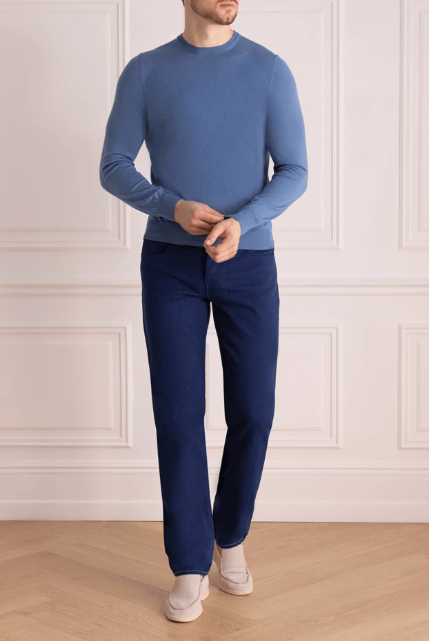 Gran Sasso man jumper cotton blue for men купить с ценами и фото 172057 - photo 2