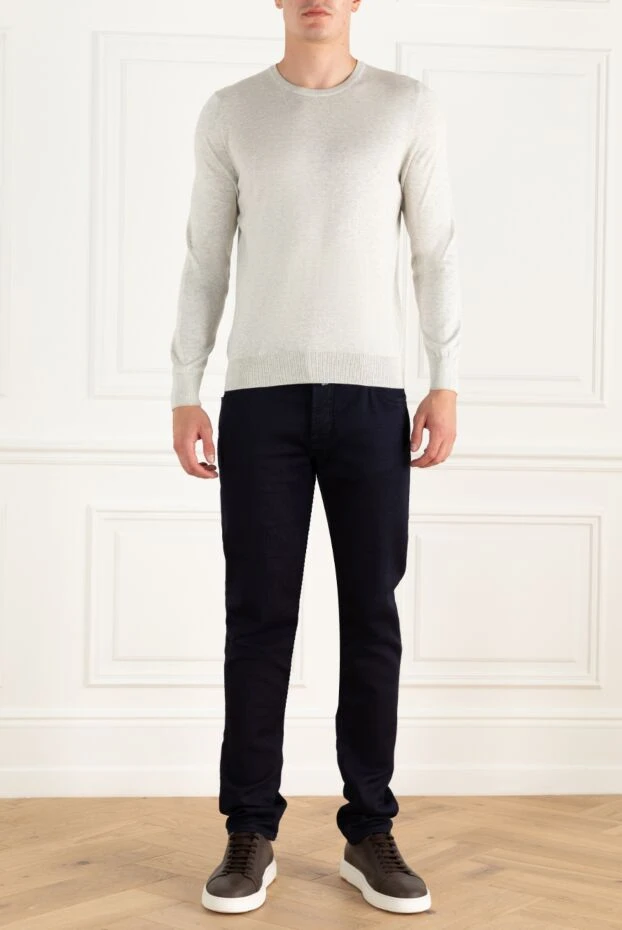 Gran Sasso man silk and cotton jumper white for men купить с ценами и фото 172062 - photo 2