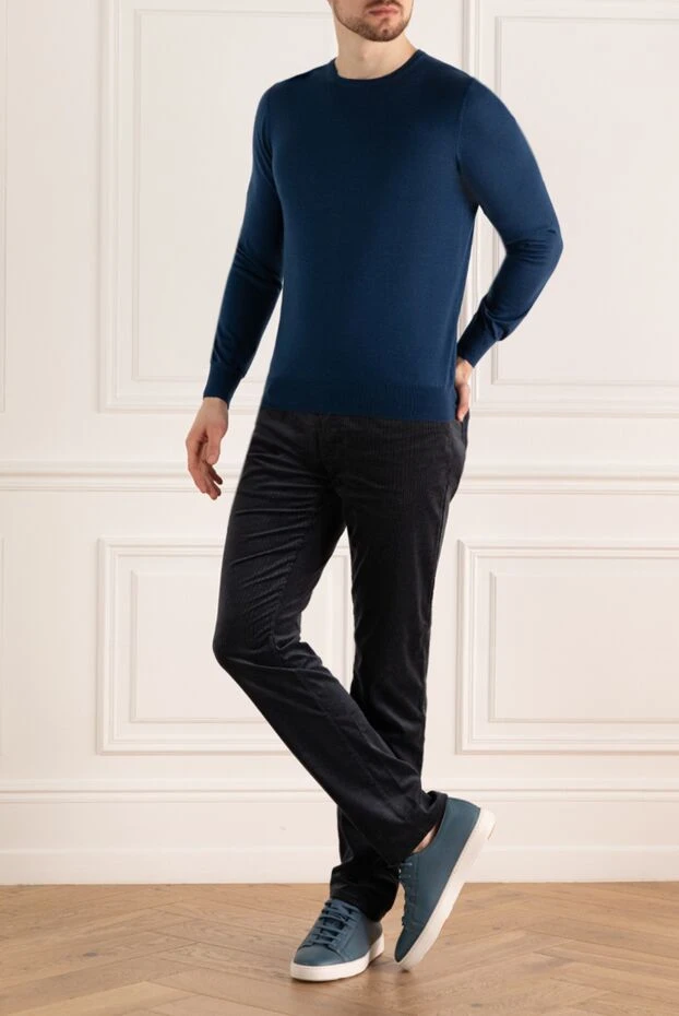 Gran Sasso man cashmere and silk jumper blue for men купить с ценами и фото 172125 - photo 2