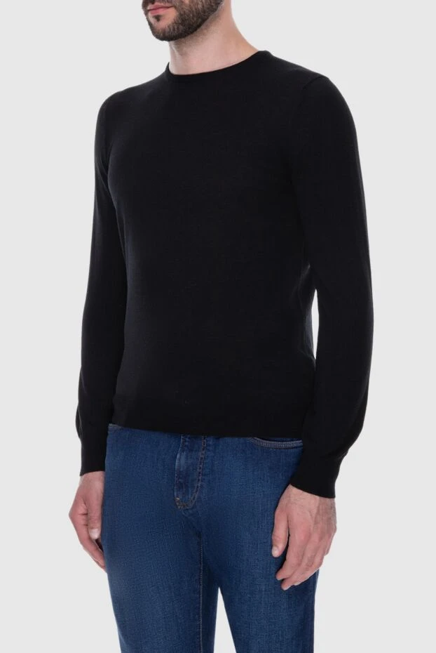 Gran Sasso джемпер шерстяной черный приталенный в рубчик мужской 172129 - фото 3
