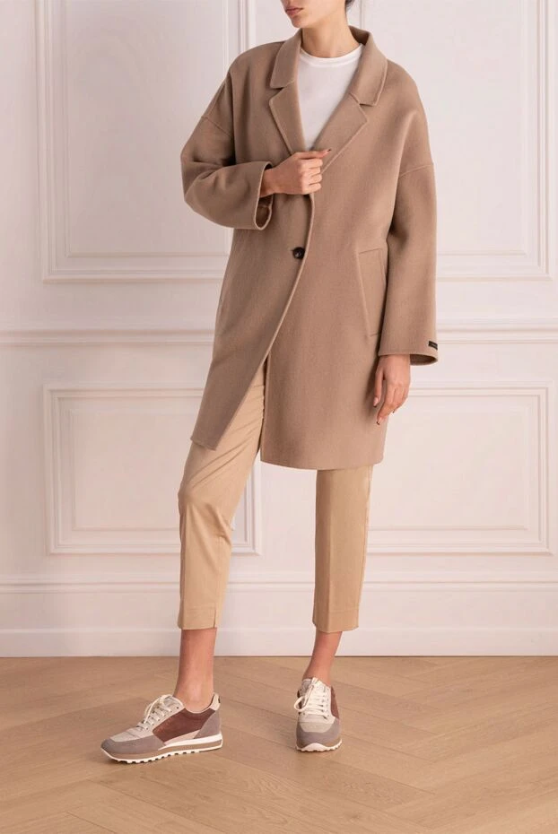 Peserico woman women's beige wool and cashmere coat купить с ценами и фото 172133 - photo 2