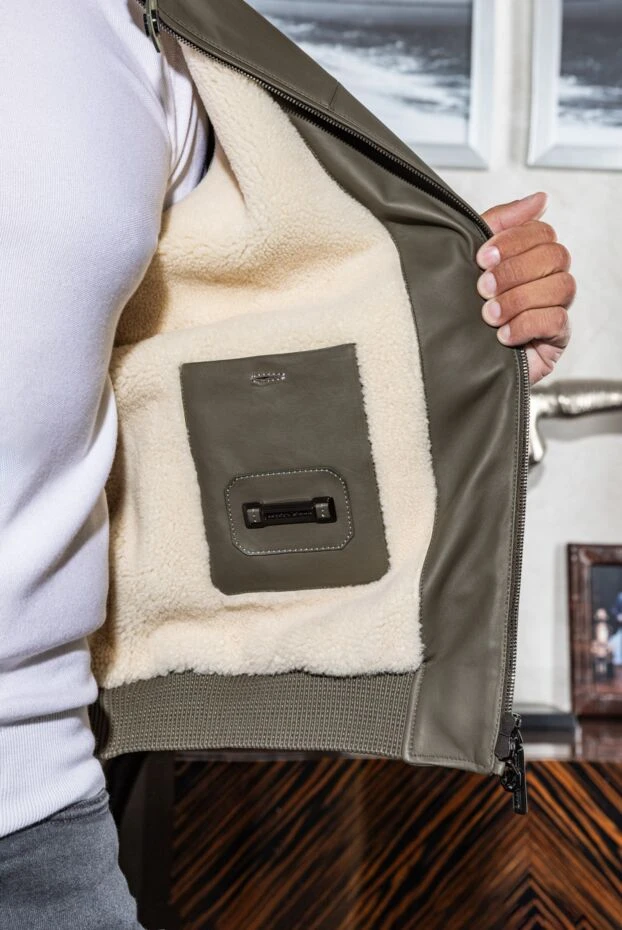 Stefano Ricci куртка на меху из натуральной кожи зеленая мужская 172157 - фото 3