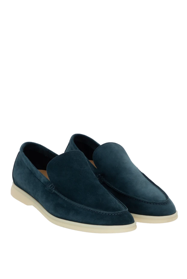 Loro Piana men's soft indigo suede loafers with white sole 172193 - photo 3