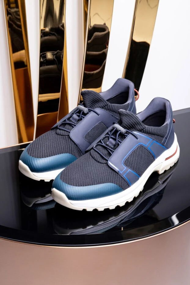 Loro Piana жылдам босату жүйесі бар қою көк кроссовкалар 172200 - фото 2