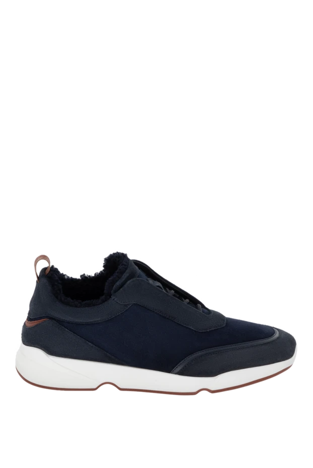 Loro Piana man blue suede sneakers for men купить с ценами и фото 172201 - photo 1