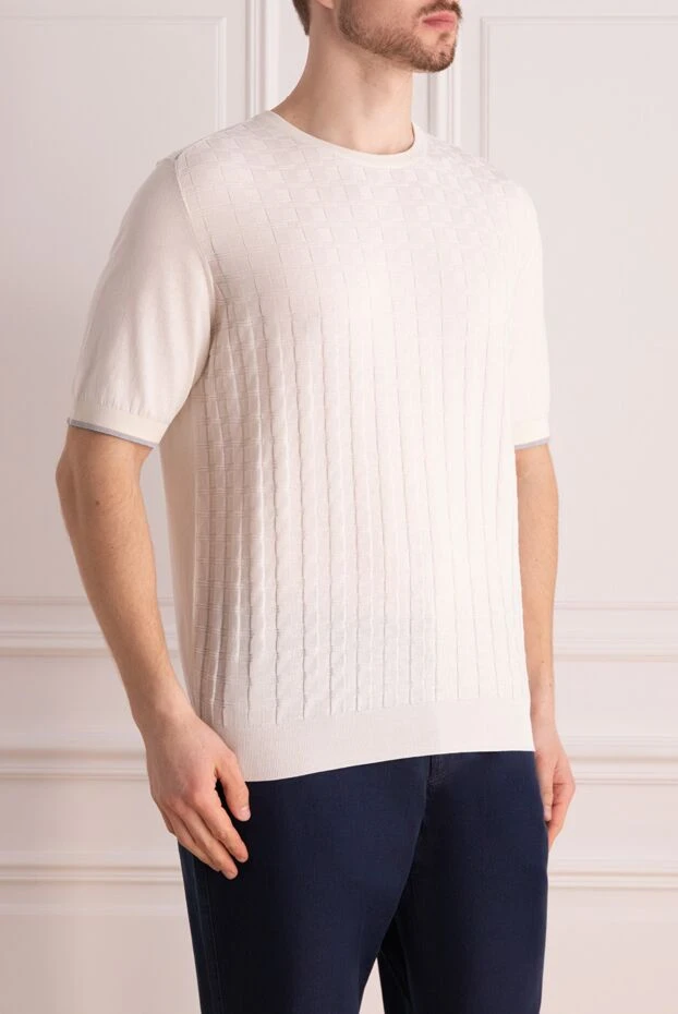 Zilli трикотажный белый джемпер из хлопка с рельефной вязкой спереди
 172252 - фото 3