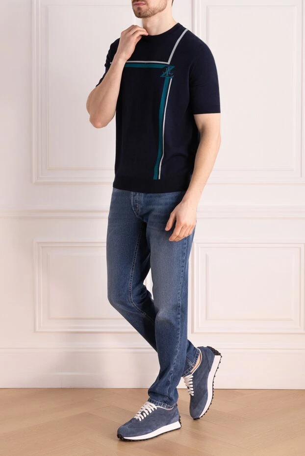 Zilli man jumper with short sleeves blue for men купить с ценами и фото 172256 - photo 2