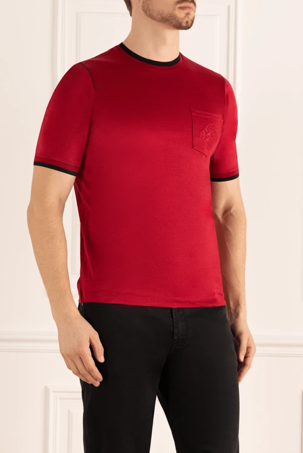 Zilli футболка хлопковая бордовая мужская 172260 - фото 3