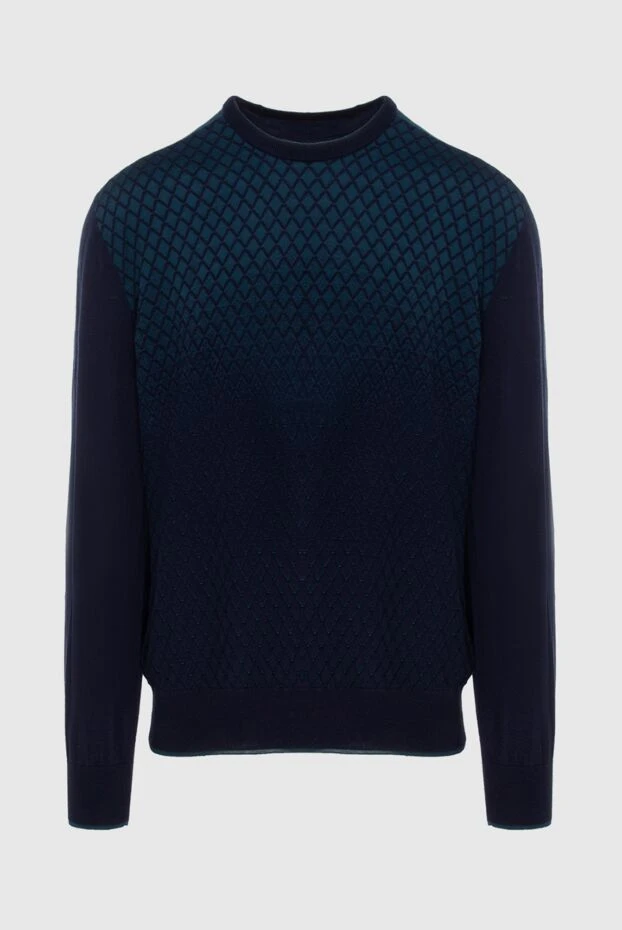 Джемпер из кашемира и шелка синий мужской - фото 1