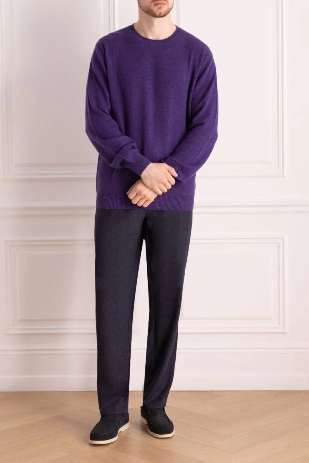 Джемпер из кашемира фиолетовый мужской - фото 2