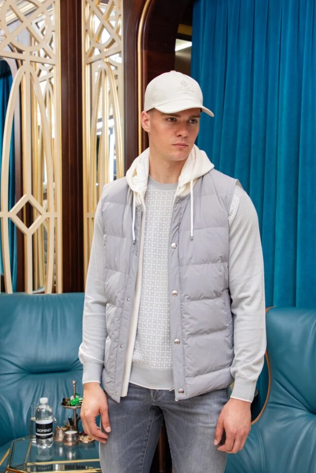 Ерлерге арналған сұр түсті кашемир және жібек джемпер - фото 2