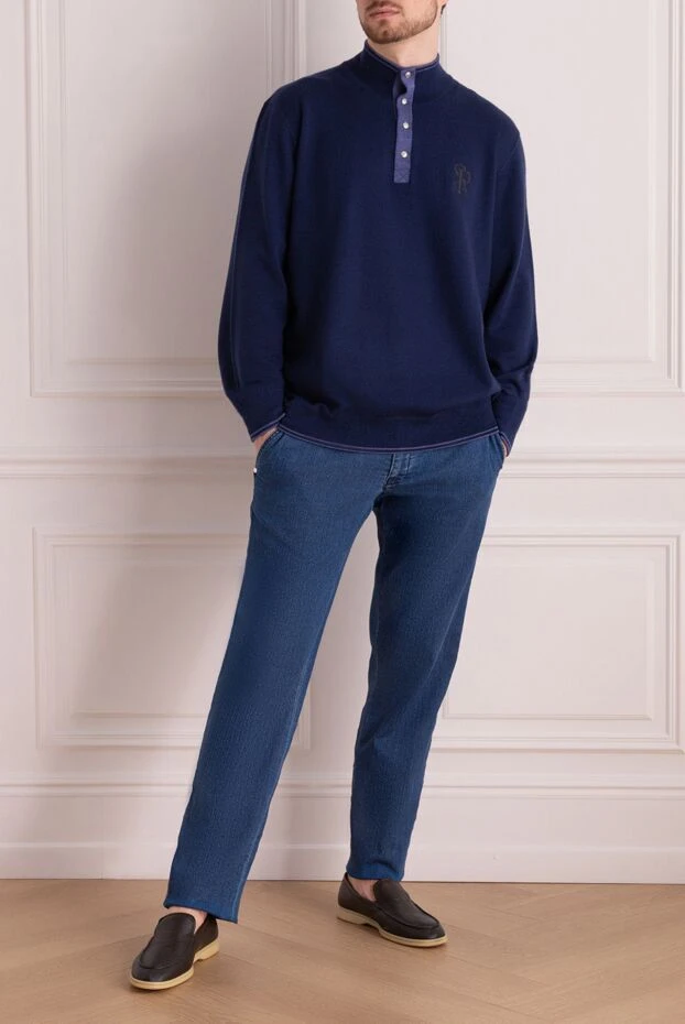 Stefano Ricci тоқылған текстурасы мен ұқыпты түймелері бар кашемир мен жібектен жасалған тройер мата 172318 - фото 2